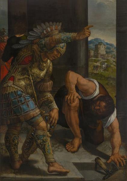 Roman Warrior in Armor and Kneeling Servant, c.1530 - Бернард ван Орлей