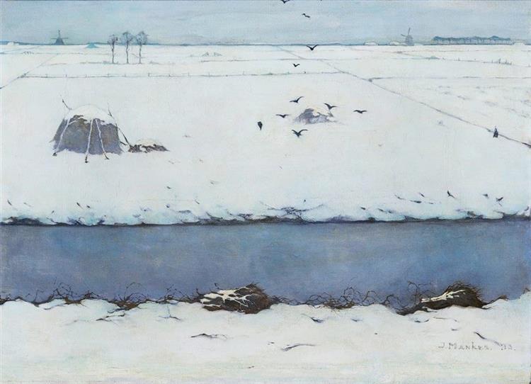 Snowy Landscape With Ditch, 1913 - Jan Mankes