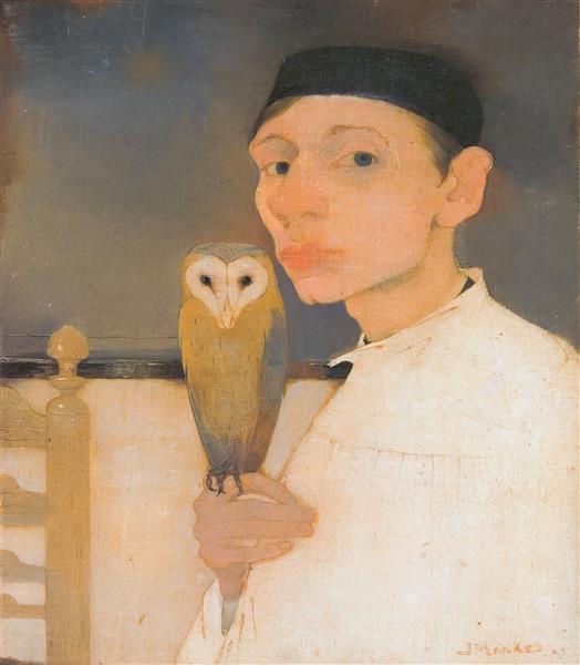 Self-portrait with Owl - Jan Mankes