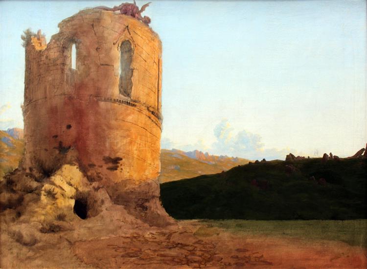 Tower Ruins with Dragon, 1827 - Карл Блехен
