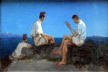 Three Fishermen in the Gulf of Naples - Carl Blechen