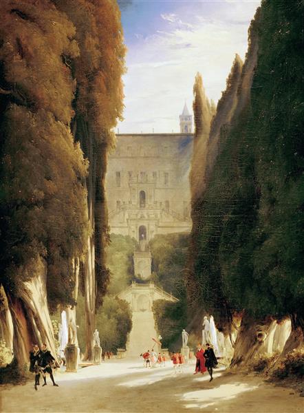 In the Park of the Villa d'Este, c.1832 - Карл Блехен