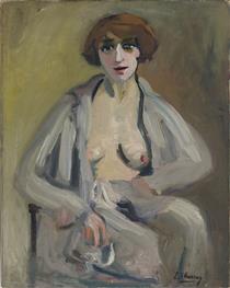Self Portrait with Open Dressing Gown - Émilie Charmy