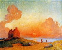 Sunset by the Sea, Brittany - Ferdinand du Puigaudeau
