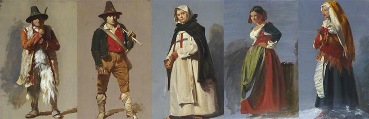 Five Studies of Italian Figures, 1844 - Thomas Stuart Smith