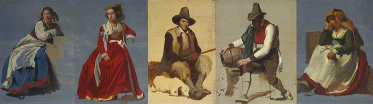 Five Studies of Italian Figures, 1850 - Thomas Stuart Smith