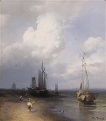 Dutch Coastal Scene - Hermann Ottomar Herzog