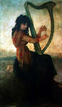 Muse in Dalmatic playing the harp - Эрнст Эбер
