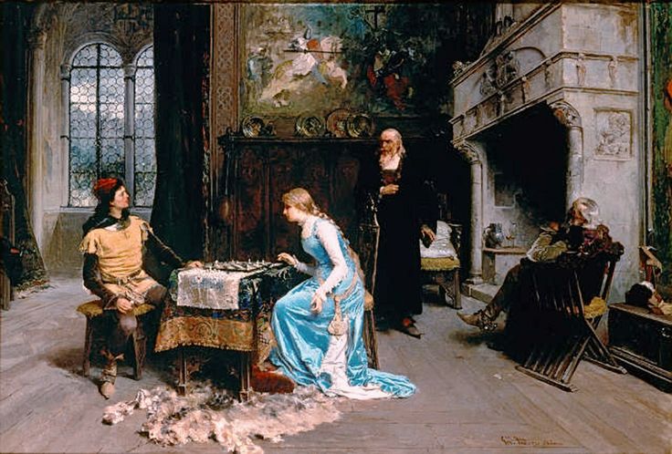A Game of Chess (scene from a play by Giuseppe Giacosa), 1881 - Girolamo Induno