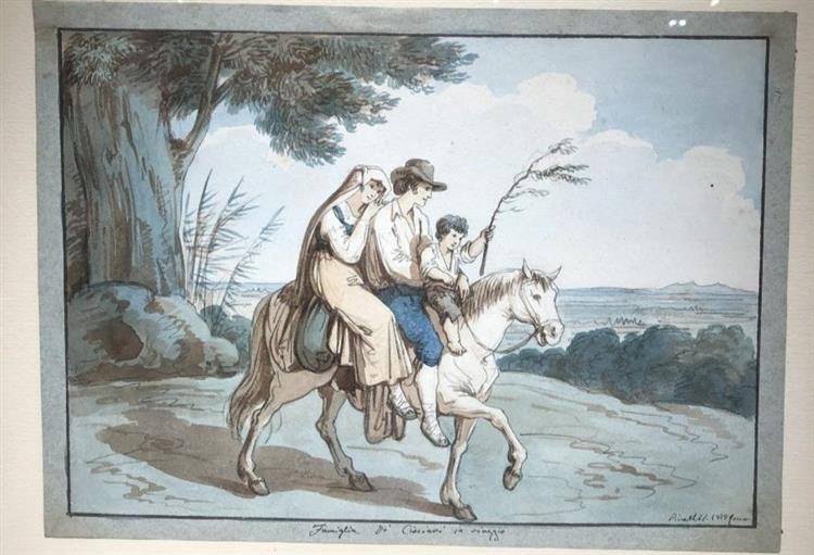 Family of Ciociari on the road, 1818 - Bartolomeo Pinelli