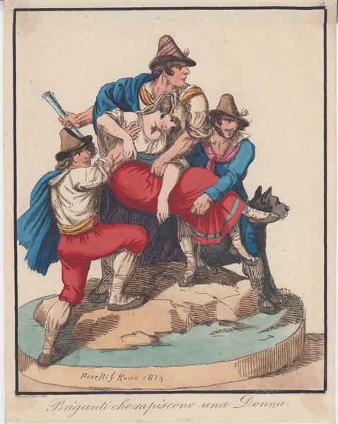 Bandits kidnapping a woman, 1834 - Bartolomeo Pinelli