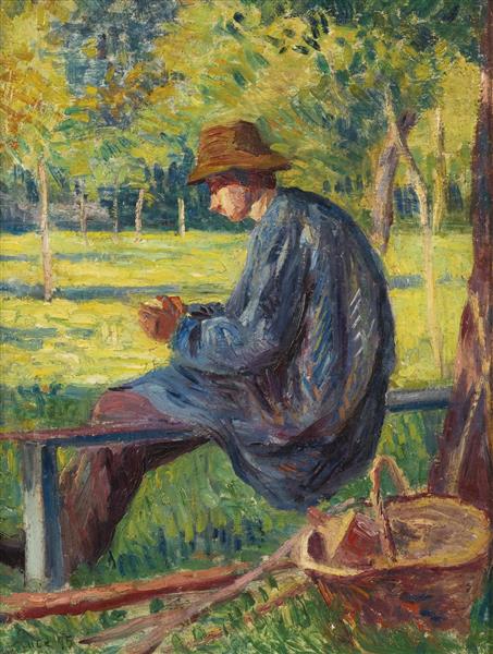 Ludovic Rodo Pissarro in the Garden of His Father in Eragny, 1895 - Maximilien Luce