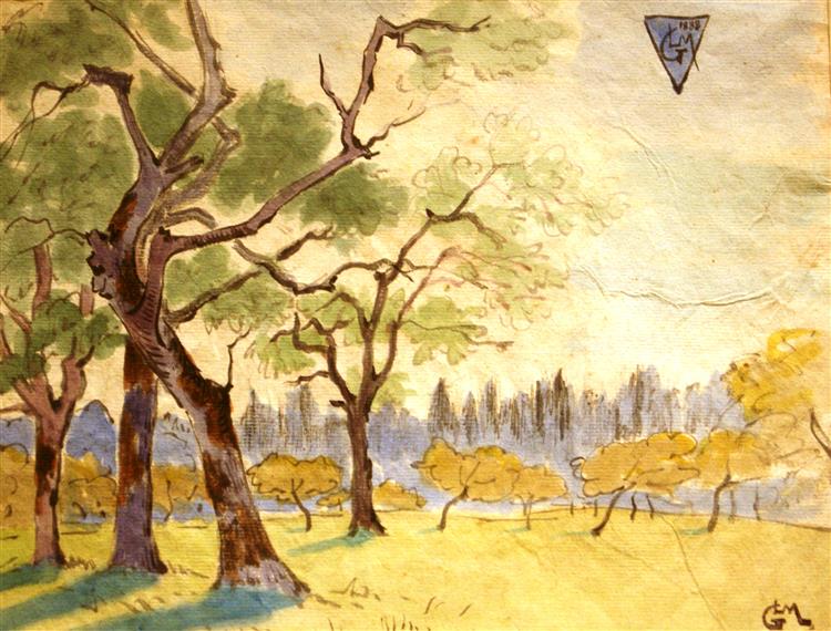 Paysage aux arbres - Léo Gausson