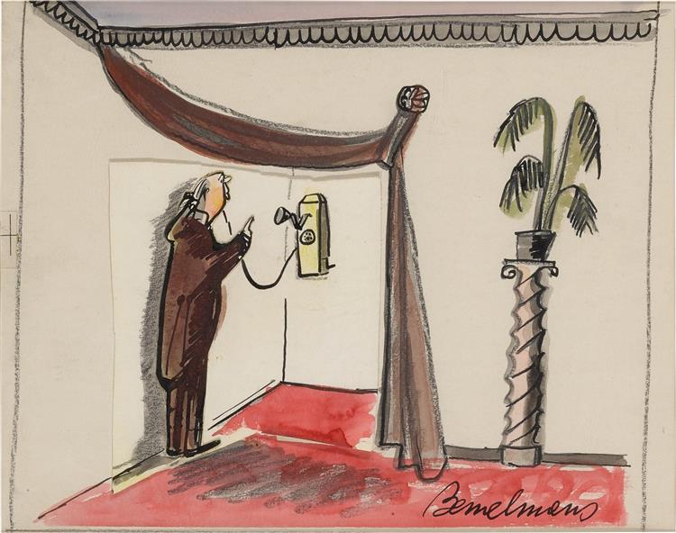 He dialed danton-ten-six, Illustration for 'Madeline', c.1939 - Ludwig Bemelmans