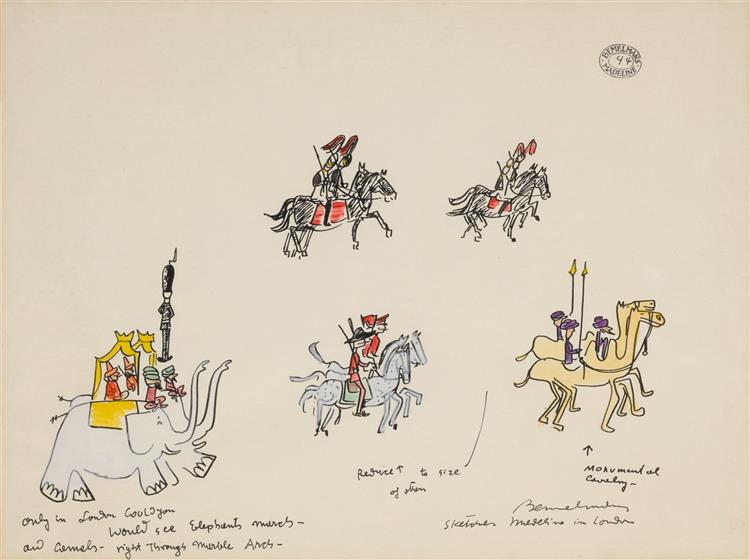 Cavalry, Sketch for 'Madeline in London', c.1961 - Ludwig Bemelmans