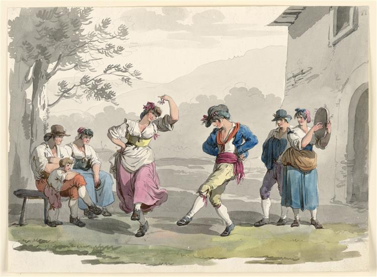 Dancing Peasants in the Neighborhood of Rome, 1808 - Bartolomeo Pinelli