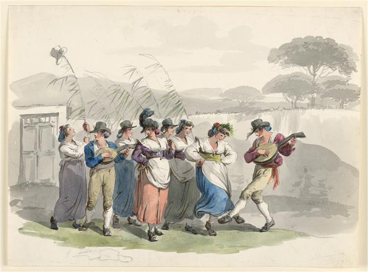 Dancing Peasants in the Neighborhood of Rome, 1808 - Bartolomeo Pinelli