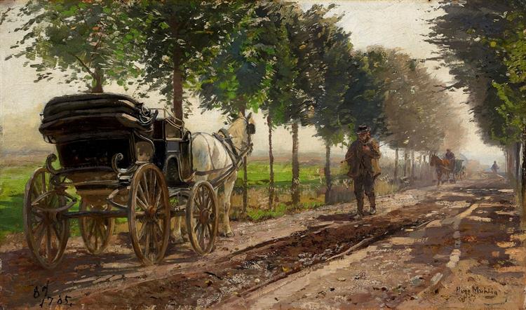 Landscape with a carriage - Hugo Mühlig