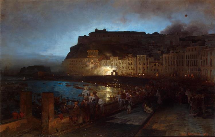 Festival in Naples, 1875 - Освальд Ахенбах