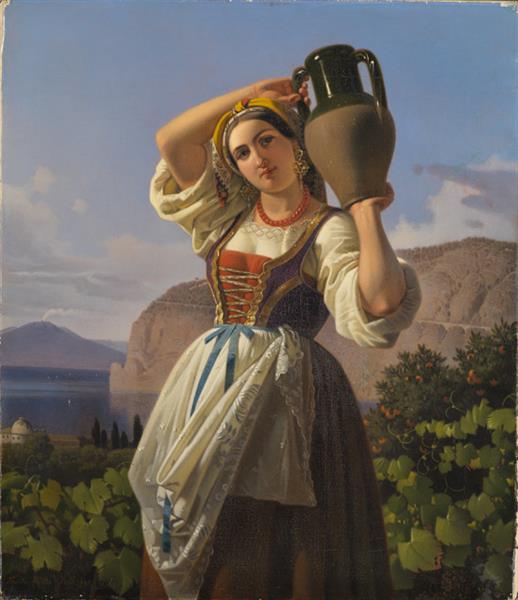 Italian girl with water jug, 1848 - Theodor Leopold Weller