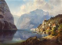 View of Zell am See in Salzkammergut - Theodor Leopold Weller