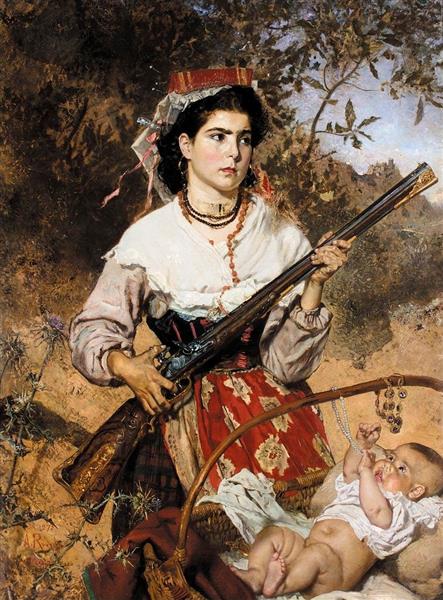 The Brigand's wife, 1872 - Антон Ромако