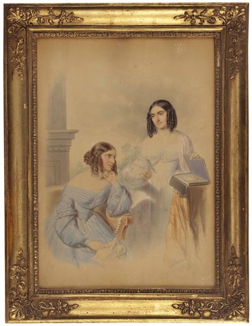 The countesses Anna and Josefa Thun-Hohenstein (born respectively 1815), 1840 - Alexander Clarot