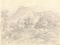 A View of Civitella from the Serpentara next to Olevano - Heinrich Reinhold