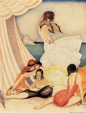 Five Bathing Girls On The Beach - Gerda Wegener