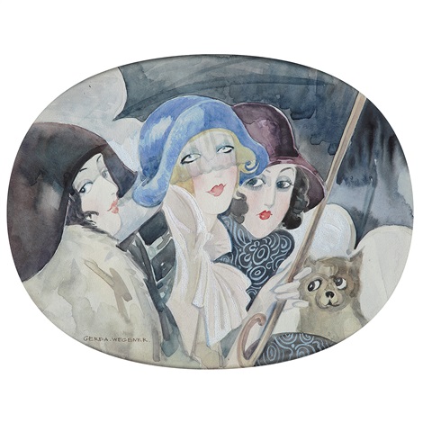 Three Women Under an Umbrella - Герда Вегенер