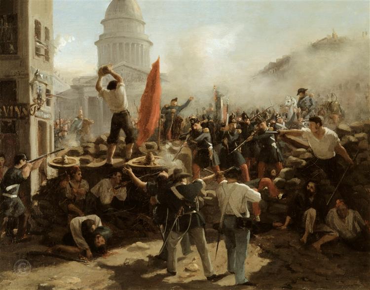 On the barricades on the Rue Soufflot, Paris, 25 June 1848, 1848 - 1849 - Орас Верне