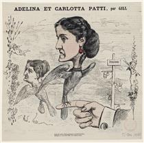 Caricature of Adelina and Carlotta Patti - Андре Жилль