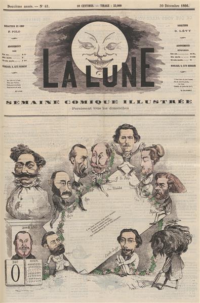 Caricatures of the collaborators of La Lune, 1866 - André Gill