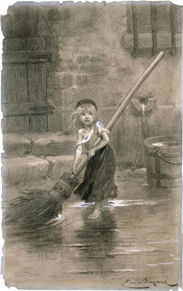 Young Cosette sweeping, 1862 - Émile Bayard