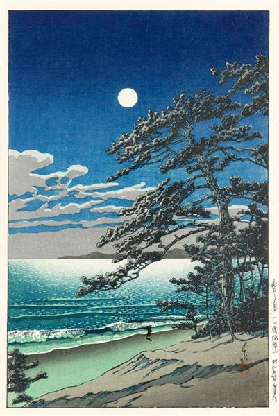 Spring Moon at Ninomiya Beach, 1931 - Хасуі Кавасе