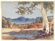 Ghost Gum and Waterhole, Central Australia - Альберт Наматжира