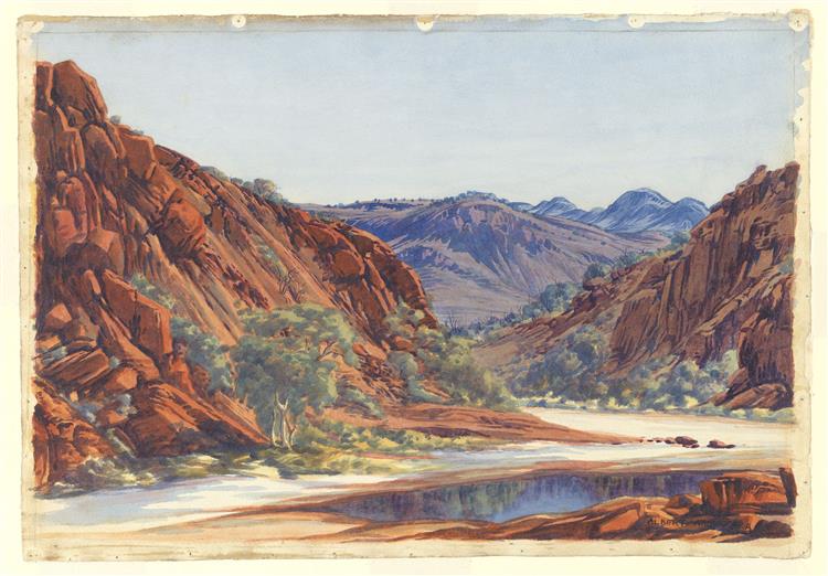 Glen Helen Gorge from the South Looking North, c.1955 - Albert Namatjira
