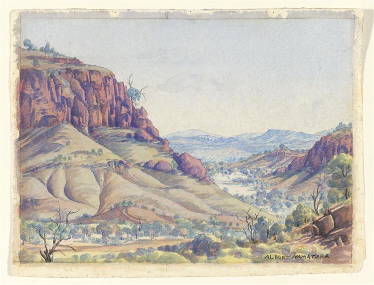 Near Ormiston Gorge, West MacDonnell Ranges, Central Australia, 1955 - Альберт Наматжира