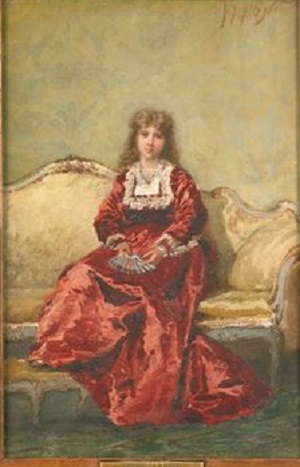 Portrait of a Woman Seated on a Sofa - Francesco Didioni