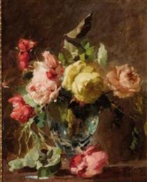 Bouquet of roses in a vase - Francesco Didioni