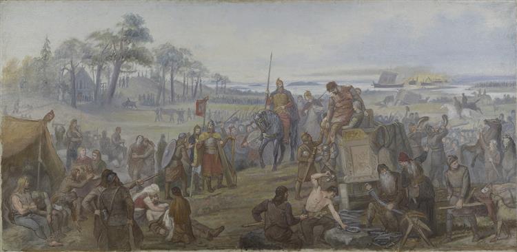 After the Battle of Fyrisvall. Proposed Decoration of the Walls in the Upper Hall of the Nationalmuseum - Мортен Ескіль Вінге