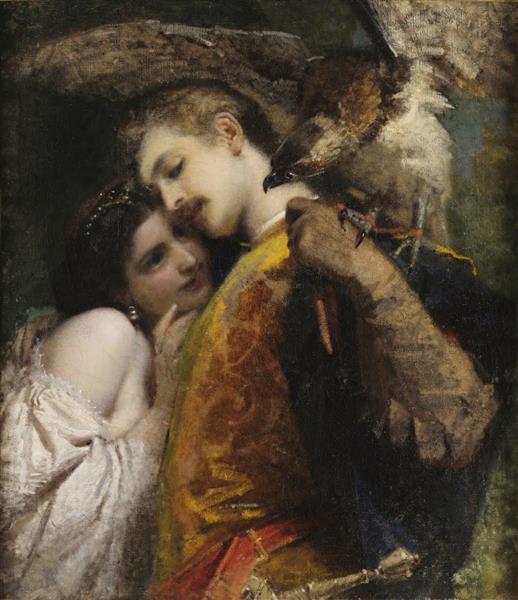 The falconer, 1863 - Транквилло Кремона