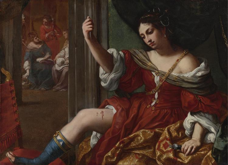 Portia Wounding Her Thigh, 1664 - Элизабетта Сирани