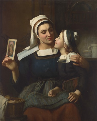 Motherly love, 1869 - Émile Auguste Hublin