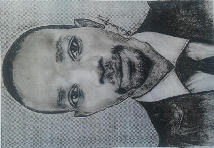 Self Portrait By Olusola David, Ayibiowu with Charcoal Pencil, 2021 - Museo Nacional de Nigeria