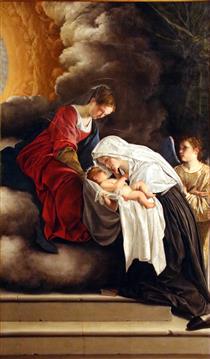 Madonna and Child in The Vision of St Francesca Romana - Orazio Gentileschi
