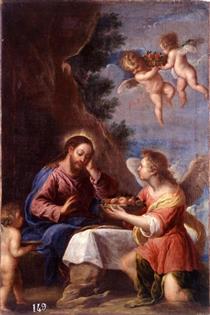 Christ served by angels - Pedro Atanasio Bocanegra