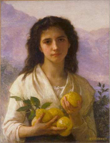Girl Holding Lemons, 1899 - 布格羅