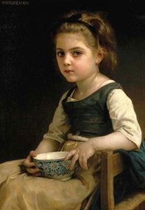 Little Girl with a Blue Bowl - William-Adolphe Bouguereau