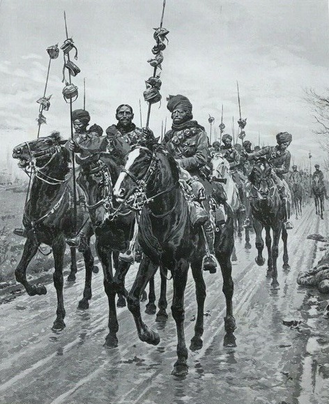 Bengal Lancers Returning from Port Arthur After the Capture of Neuve Chapelle (10 April 1915), 1915 - Fortunino Matania